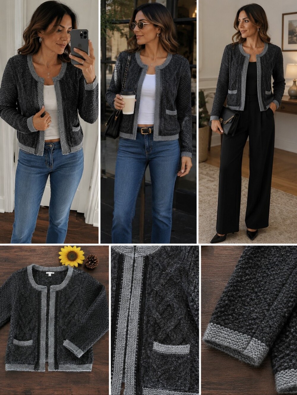 HALOGEN OPEN GRAY CARDIGAN 💙🩵